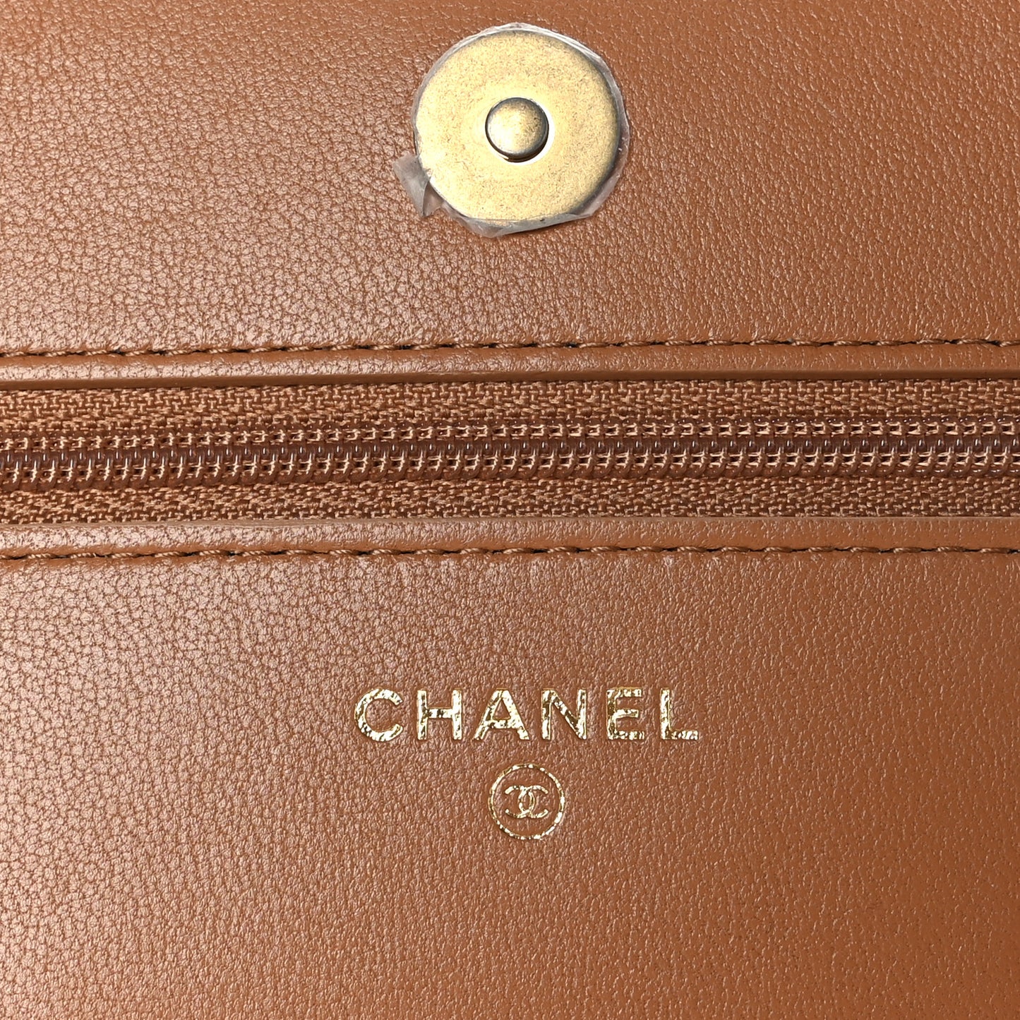 Lambskin Quilted Chanel 19 Wallet On Chain WOC Brown