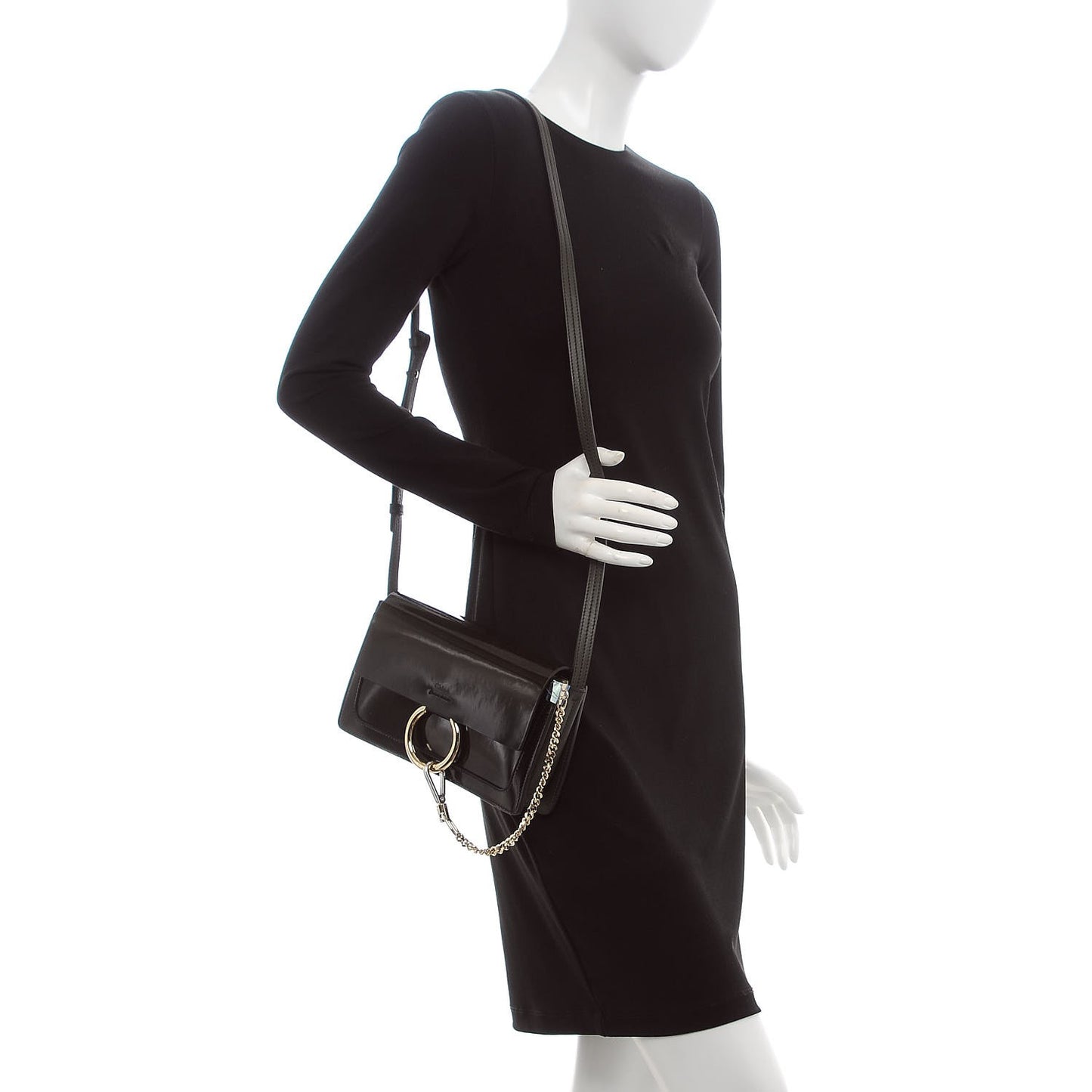 Glossy Lambskin Small Faye Shoulder Bag Deep Forest