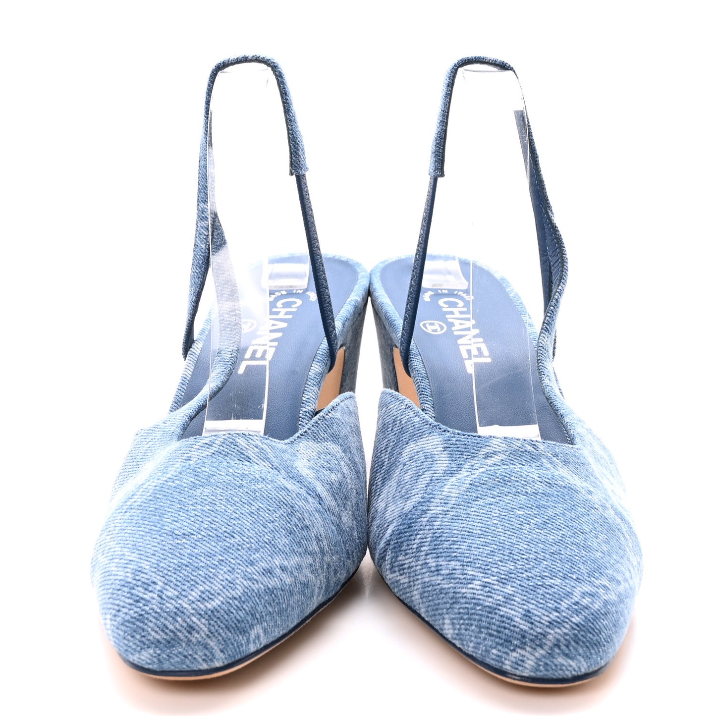 Denim Cap Toe Denim Slingback Pumps 41 Blue