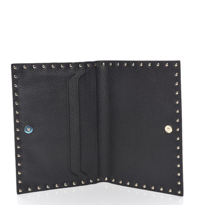 Valentino Garavani Pebbled Calfskin Rockstud Flap Clutch Black 6 of 8