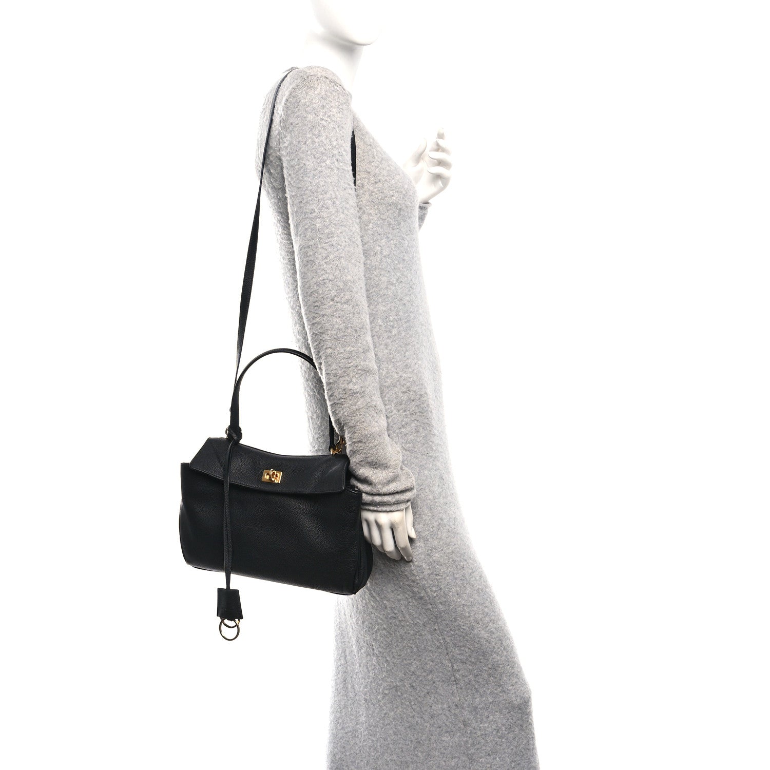 Balenciaga Grained Calfskin Small Rodeo Top Handle Handbag Black 2 of 10