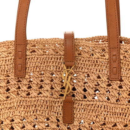 Saint Laurent Raffia Calfskin Small Panier Tote Naturel Brick 8 of 13