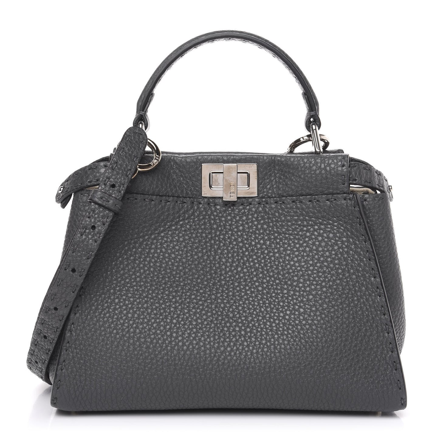 Cuoio Romano Selleria Bi-Color Mini Peekaboo Iconic Satchel Asfalto Latte