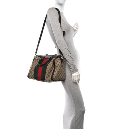 Gucci Monogram Vintage Web Medium Boston Dark Brown 2 of 10