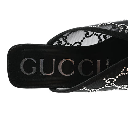 Gucci Tela Retino Kid Scamosciato Crystal GG Monogram Square G 95mm Slide Sandals 38.5 Black 6 of 8