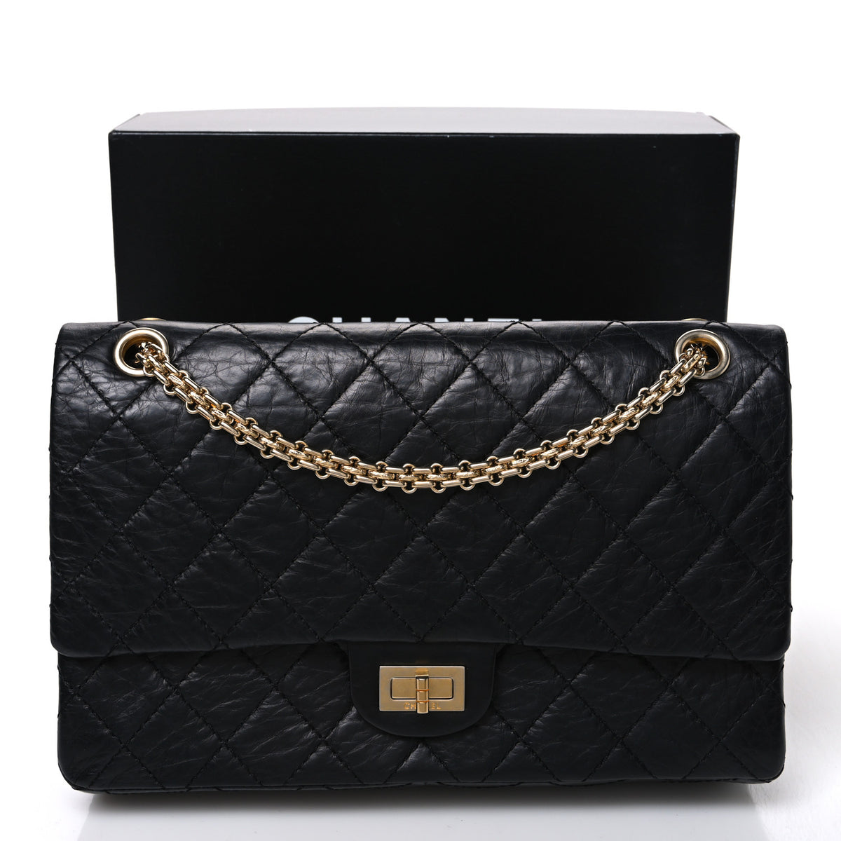 Aged Calfskin Quilted 50th Anniversary 2.55 Reissue 226 Flap Black