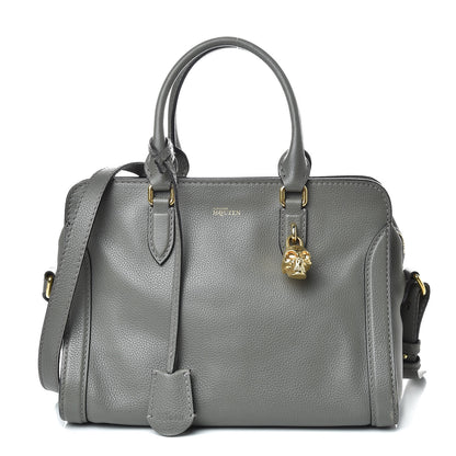 Alexander McQueen Pebbled Calfskin Small Skull Padlock Zip Around Tote Dark Grey 1 of 17