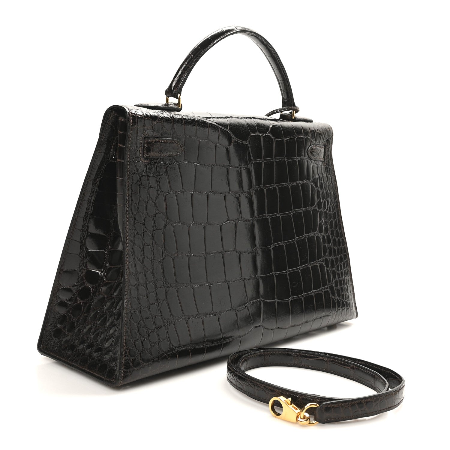 Hermes Shiny Alligator Kelly Sellier 32 Havane 3 of 10