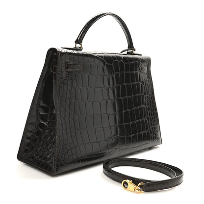 Hermes Shiny Alligator Kelly Sellier 32 Havane 3 of 10