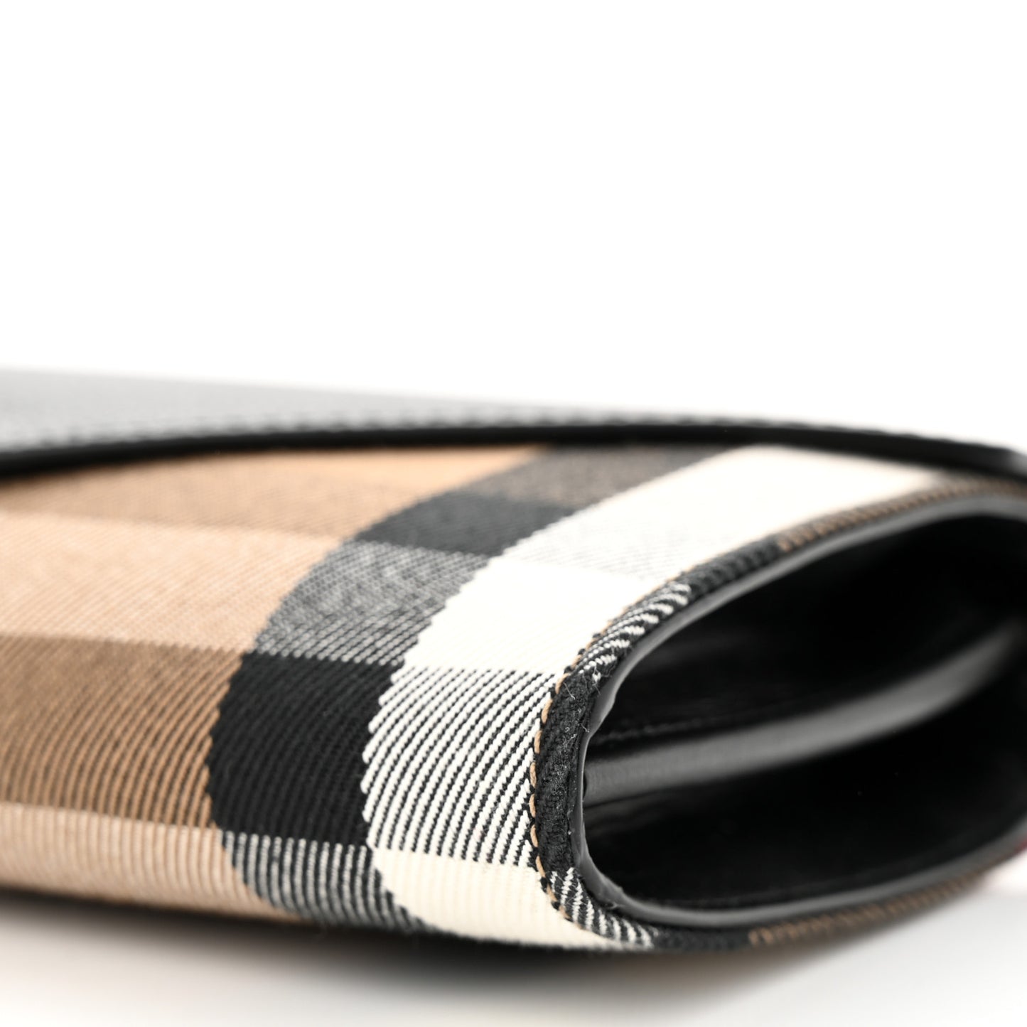 Calfskin House Check Hannah Wallet with Detachable Strap Black