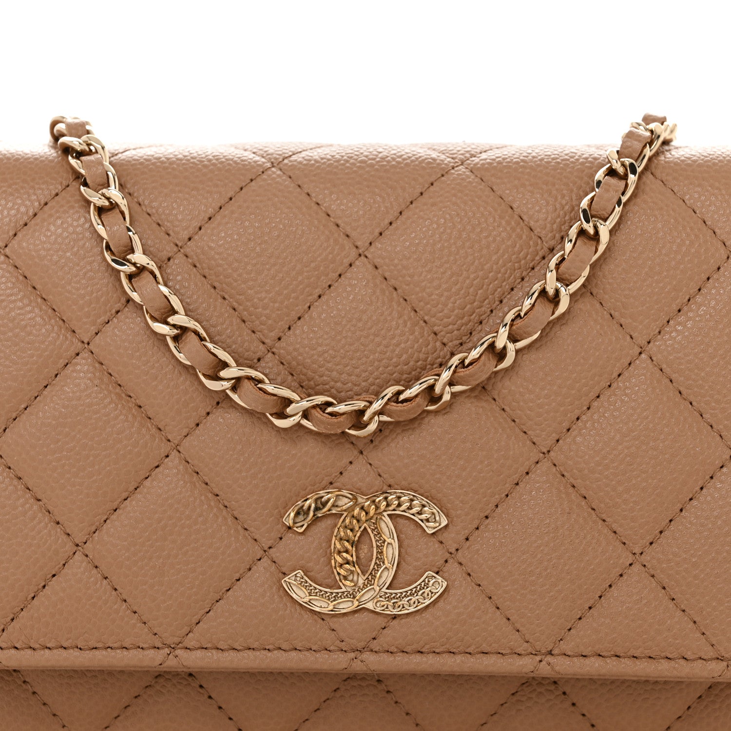 Chanel Caviar Quilted Multi Chain Wallet On Chain WOC Beige 9 of 12