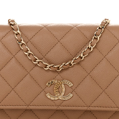 Chanel Caviar Quilted Multi Chain Wallet On Chain WOC Beige 9 of 12