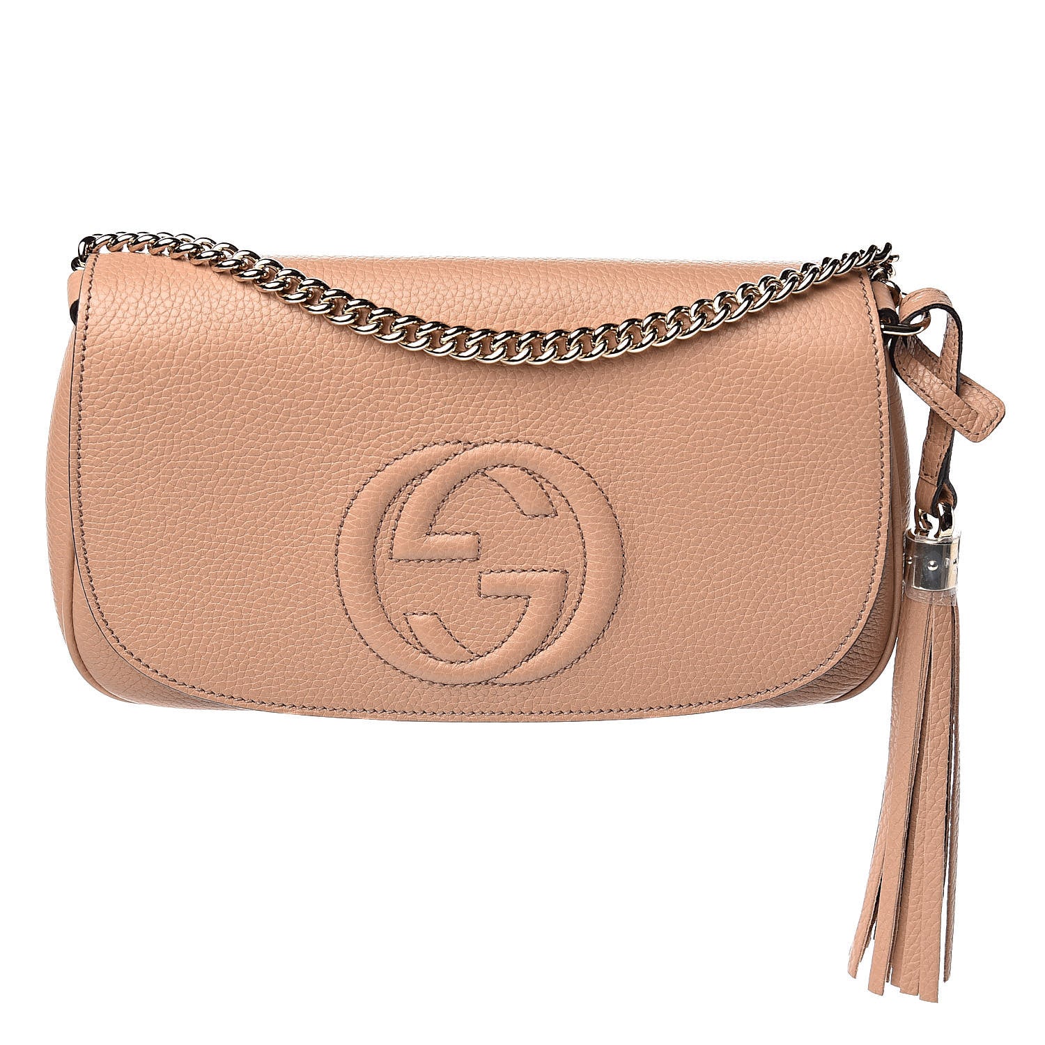 Gucci Pebbled Calfskin Medium Soho Flap Crossbody Camelia 1 of 10