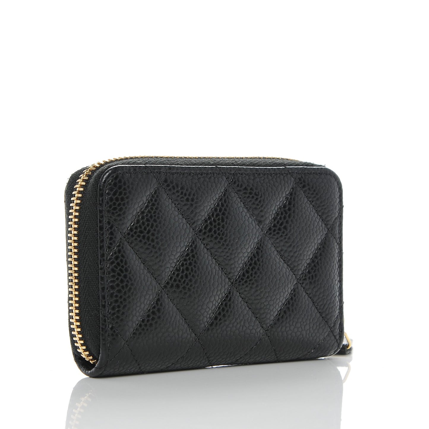 Caviar Quilted Zip Coin Purse Black