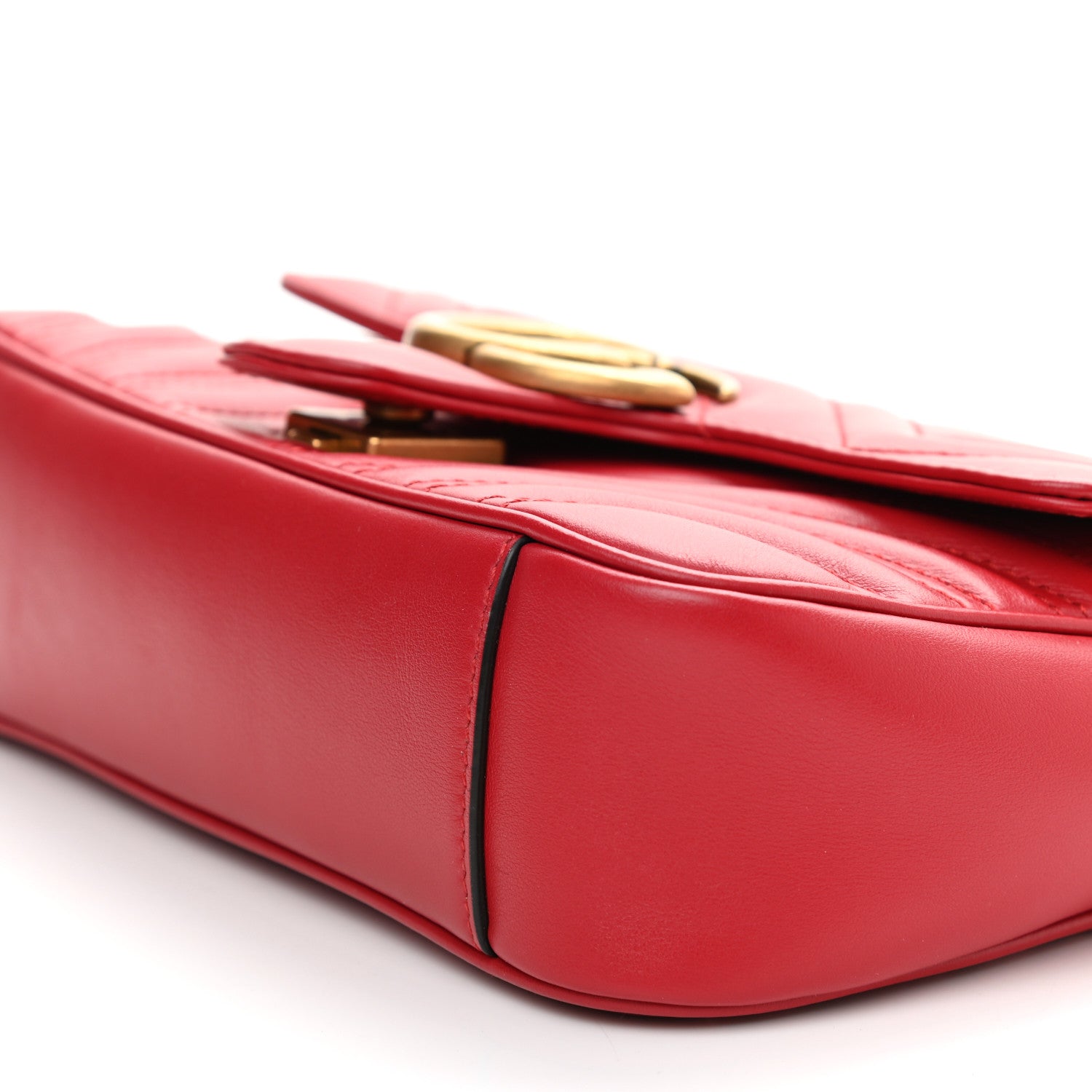 Gucci Calfskin Matelasse Mini GG Marmont Shoulder Bag Hibiscus Red 9 of 9