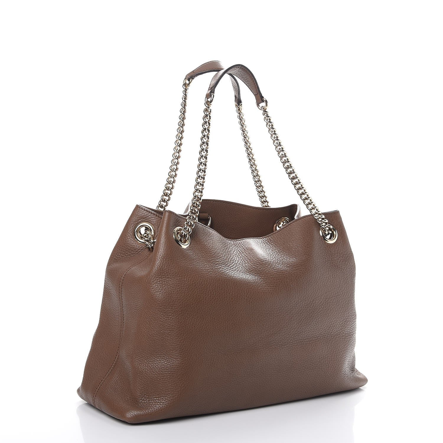 Gucci Pebbled Calfskin Medium Soho Chain Shoulder Bag Maple Brown 3 of 12