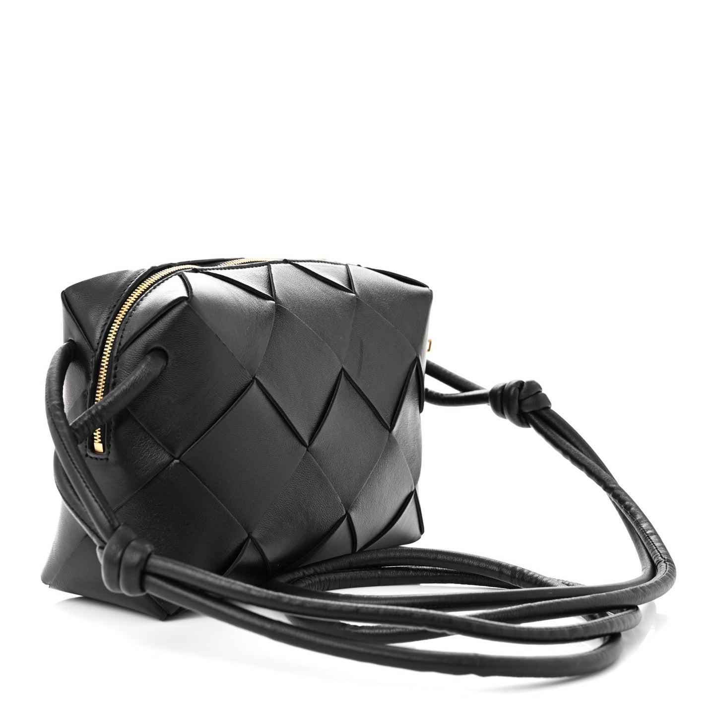 Lambskin Maxi Intrecciato Small Cassette Camera Bag Black
