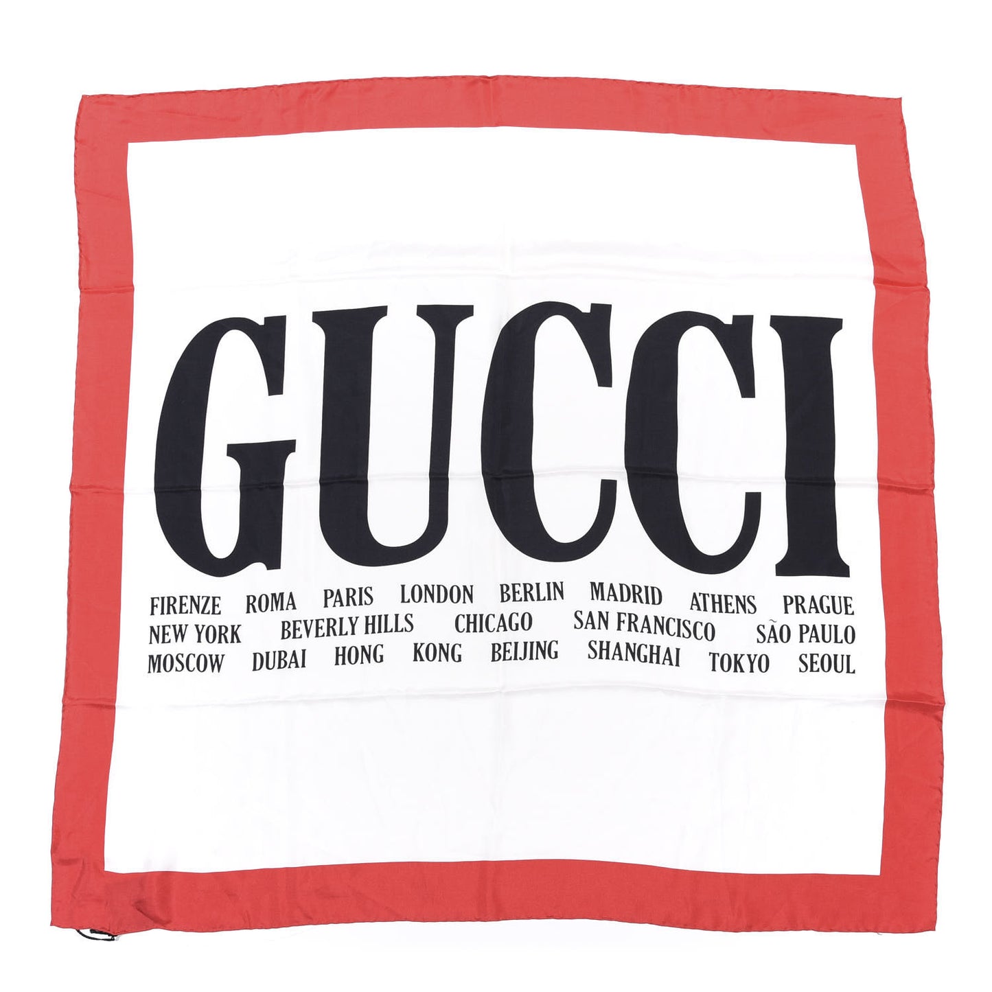 Silk Gucci World Square Scarf Ivory Red