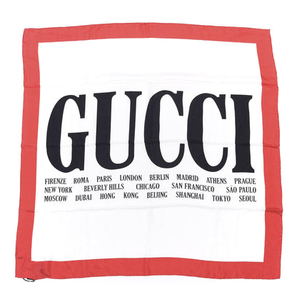 Gucci Silk Gucci World Square Scarf Ivory Red 1 of 4