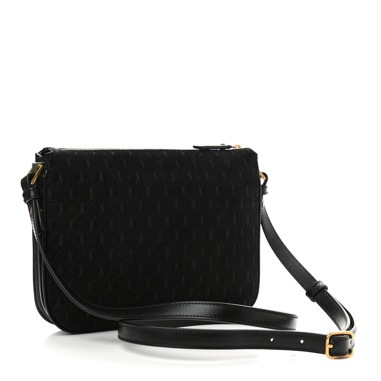 Suede All-Over Monogram Crossbody Black