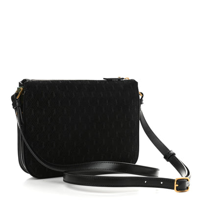 Saint Laurent Suede All-Over Monogram Crossbody Black 3 of 10
