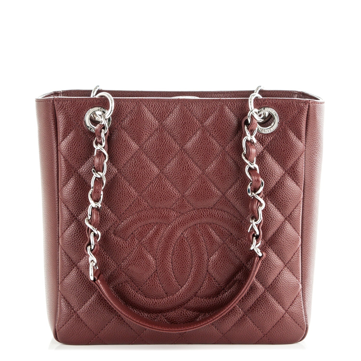 Chanel Caviar Quilted Petit Shopping Tote PST Burgundy 1 of 7