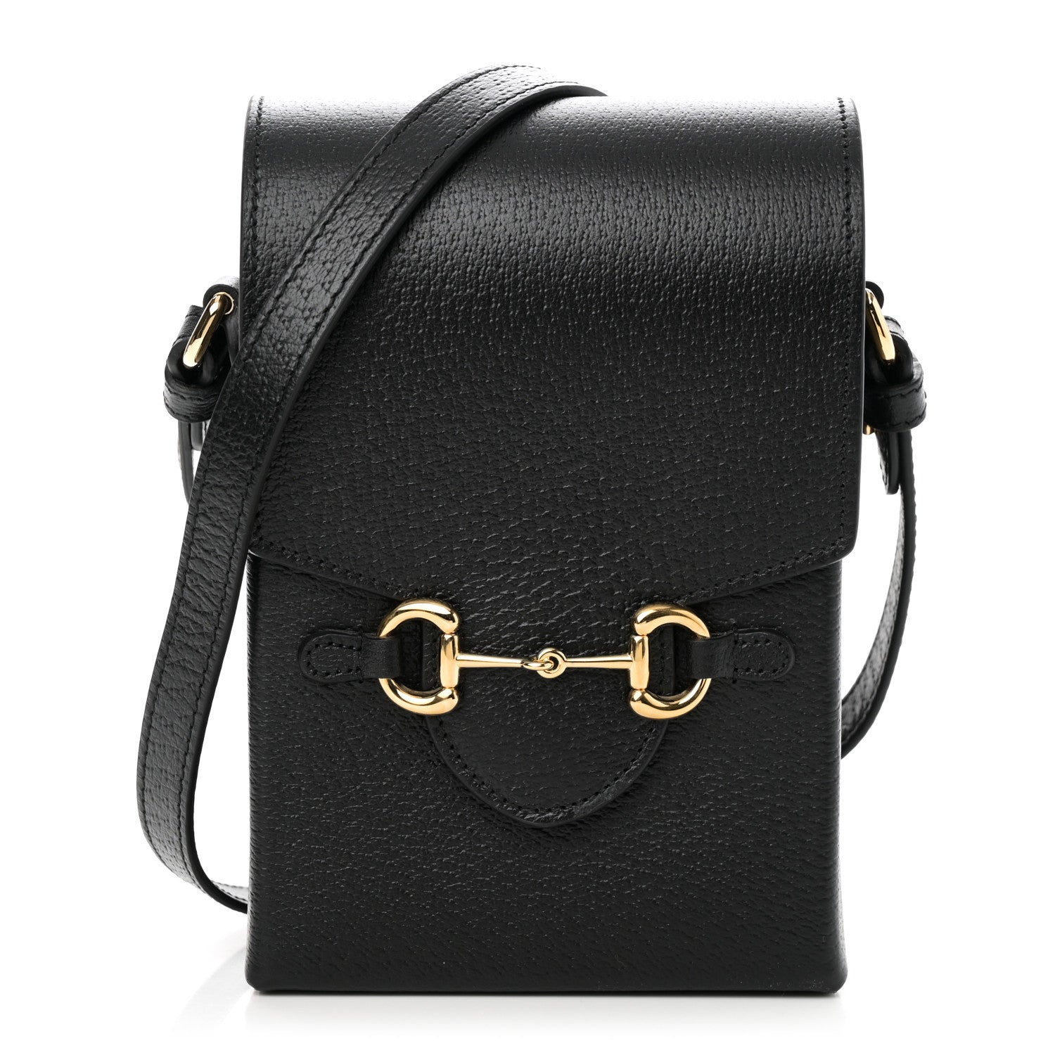 Gucci Dollar Calfskin Vertical Horsebit 1955 Crossbody Bag Black 1 of 10