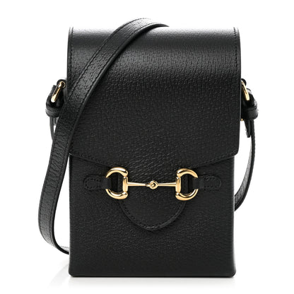 Gucci Dollar Calfskin Vertical Horsebit 1955 Crossbody Bag Black 1 of 10