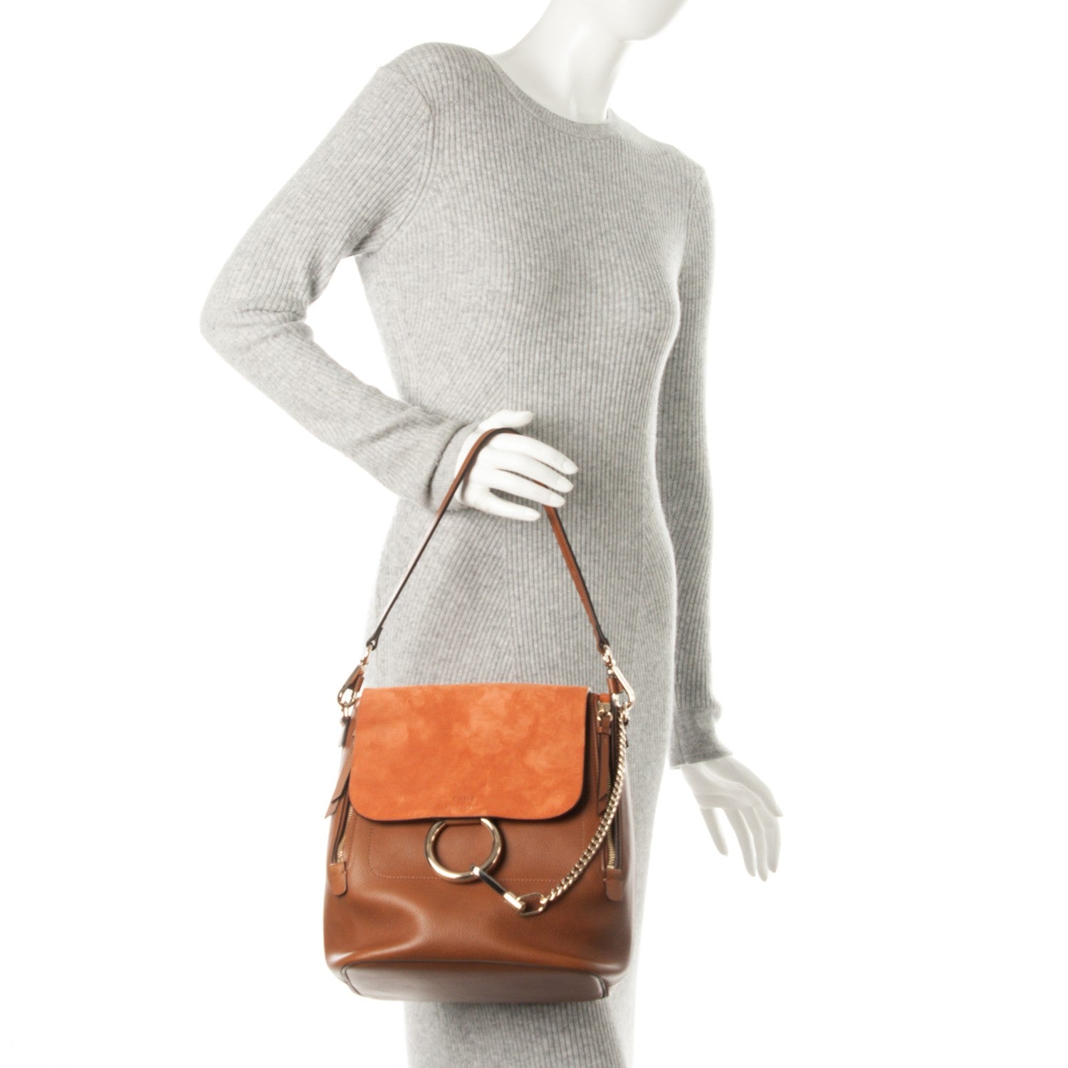 Chloe Suede Calfskin Medium Faye Backpack Tan 3 of 9