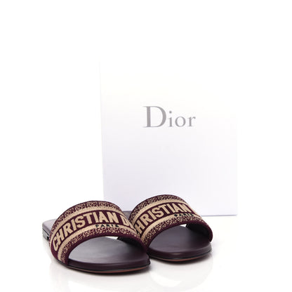Christian Dior Canvas Embroidered Dway Mules Slide Sandals 38.5 Burgundy 11 of 11