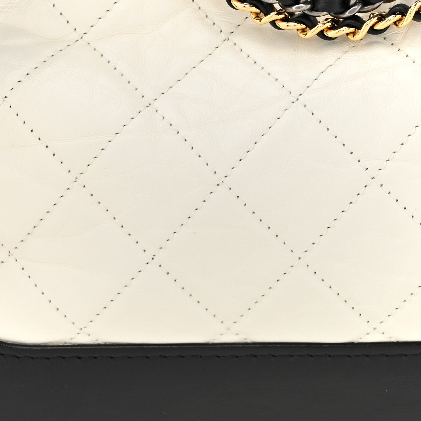 Aged Calfskin Quilted Medium Gabrielle Hobo Black White