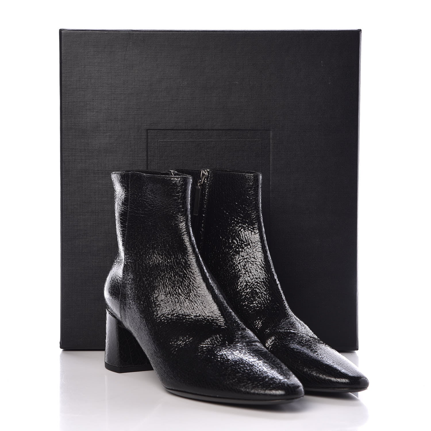 Saint Laurent Metallic Crackled Lou Zip Bootie 39.5 Black 9 of 9