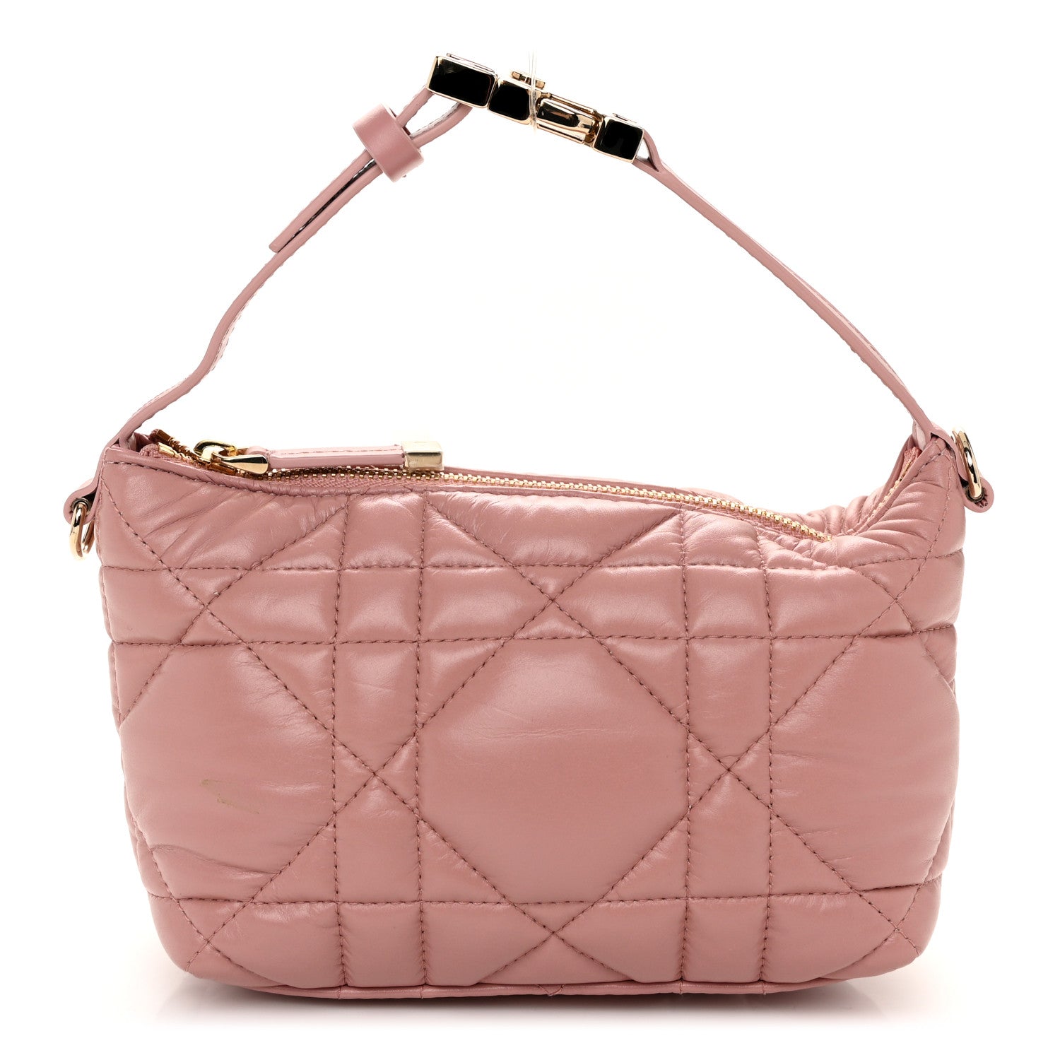 Christian Dior Calfskin Macrocannage Small Diortravel Nomad Pouch Old Rose 1 of 10
