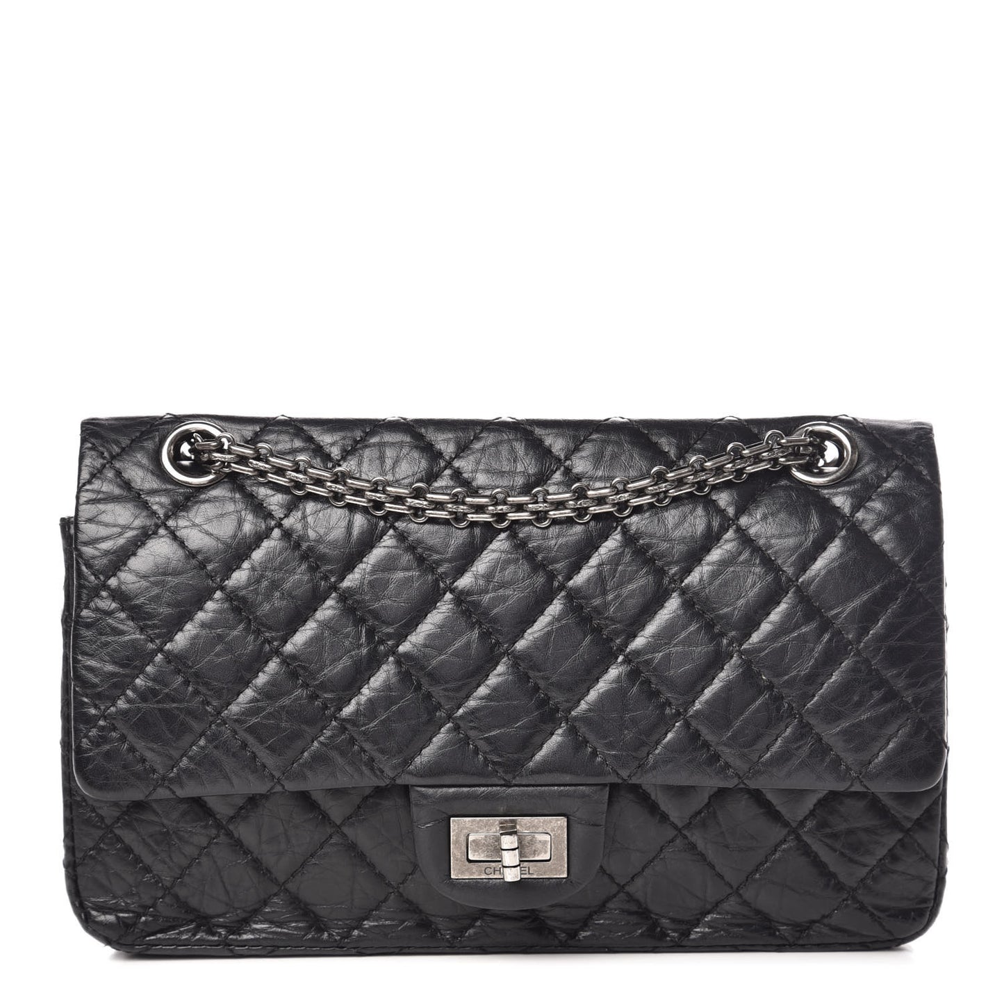 Aged Calfskin Quilted 2.55 Reissue 225 Flap Black