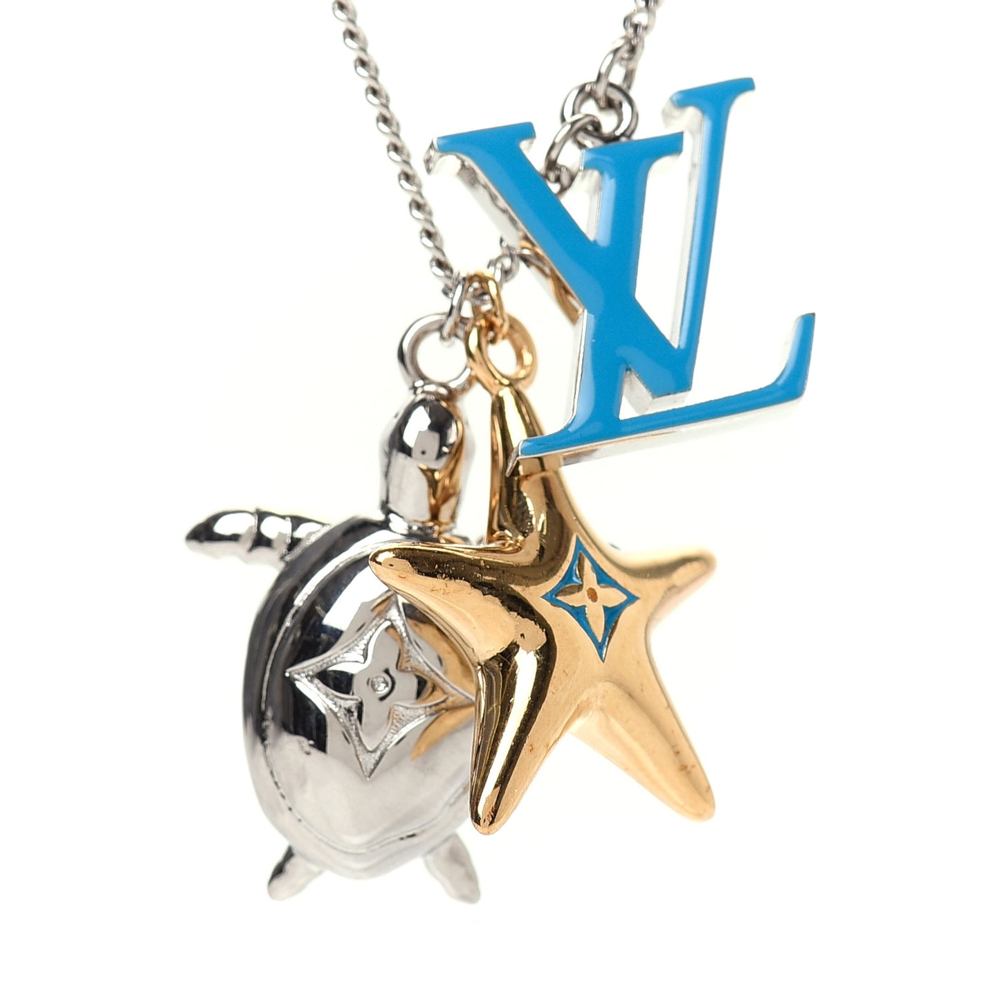 Lacquer Crystal Aquatics Necklace Silver