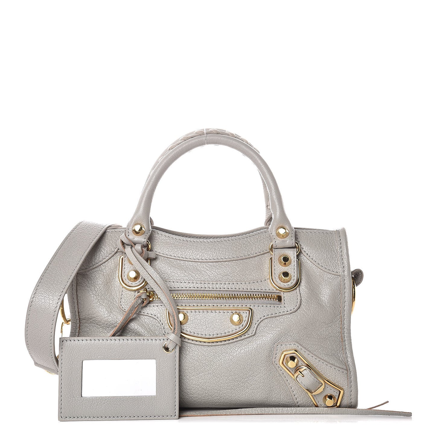 Chevre Gold Metallic Edge Hardware Mini City Gris Glace