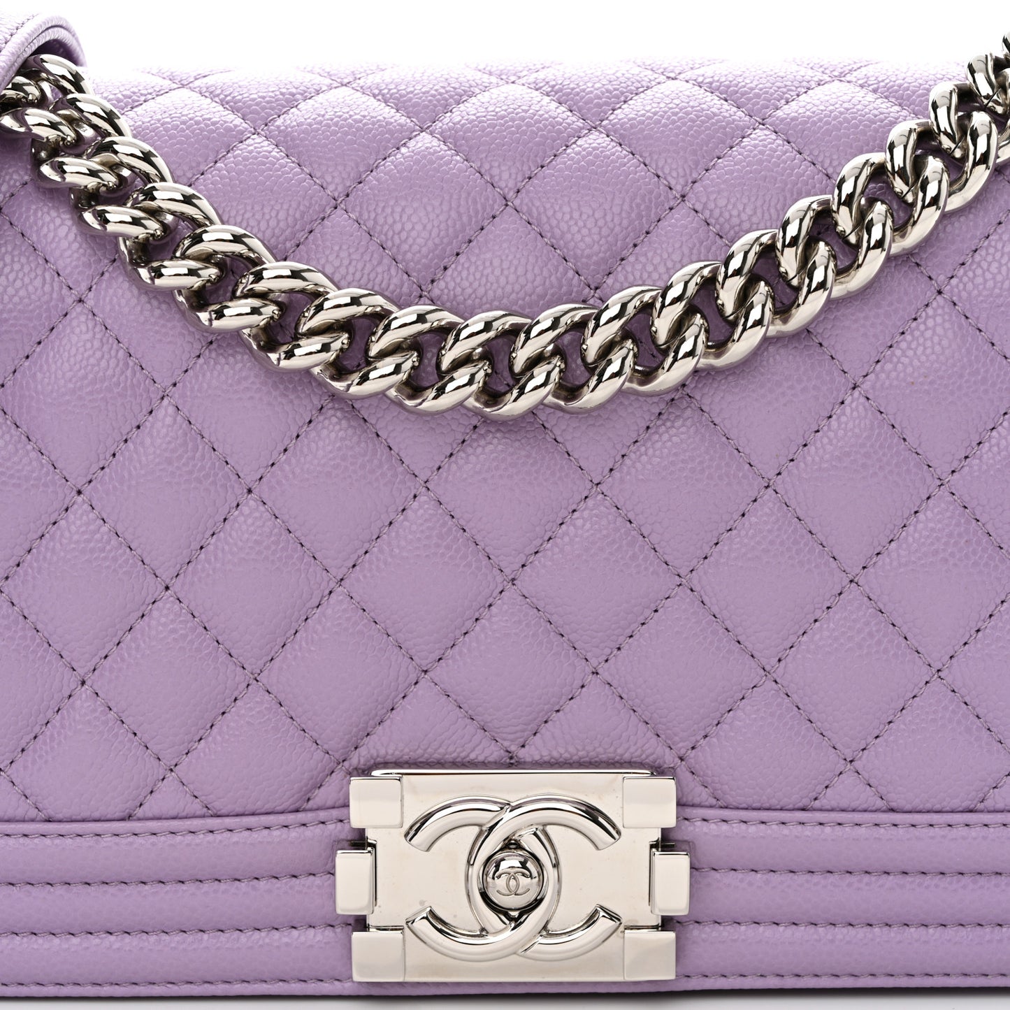 Caviar Quilted Medium Boy Flap Light Purple