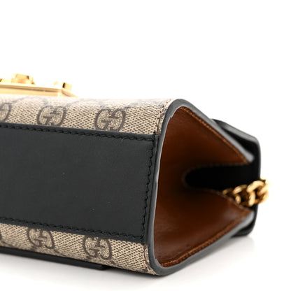 Gucci GG Supreme Monogram Calfskin Small Padlock Shoulder Bag Beige Black Cuir 10 of 11