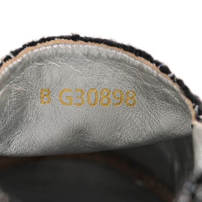 Chanel Tweed Lambskin CC Espadrilles 42 Black Silver 7 of 7