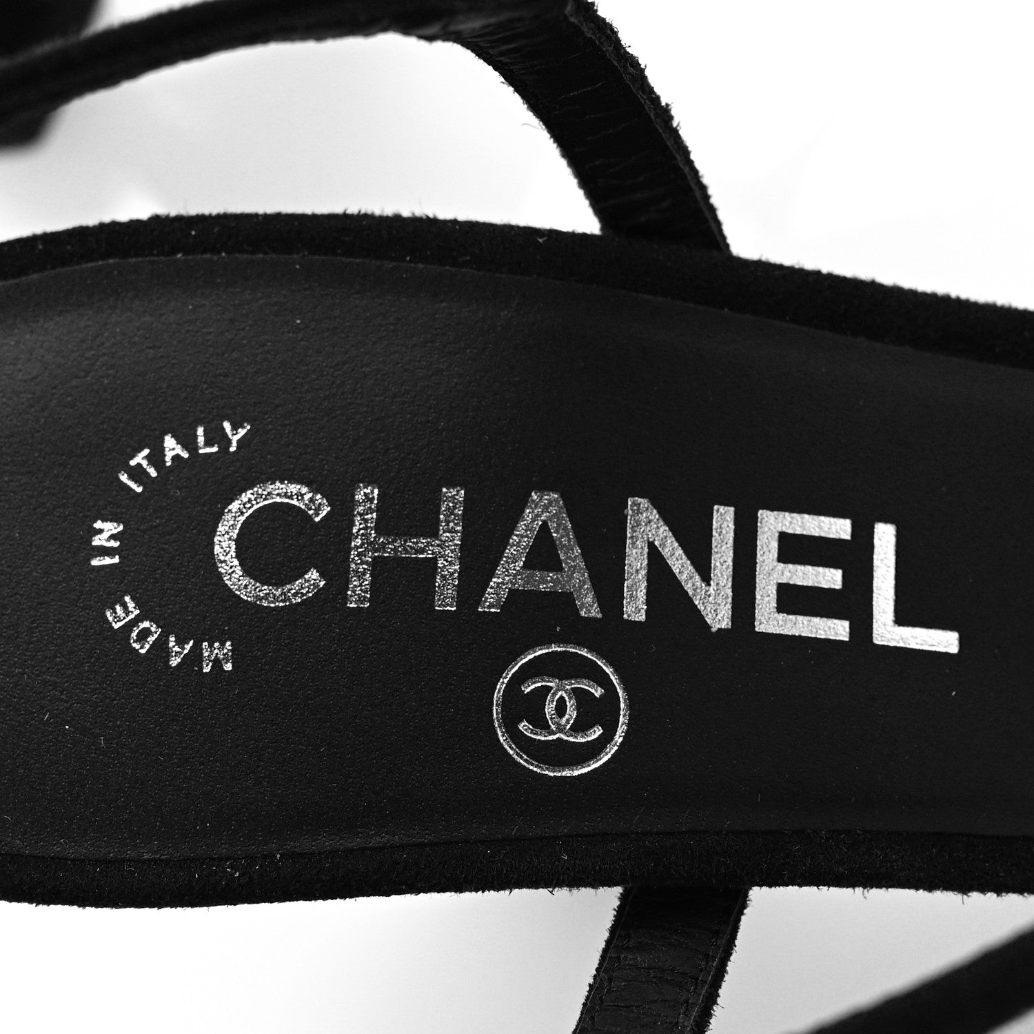 Chanel Suede Kidskin Mesh Crystal Sandals 38.5 Black 7 of 9