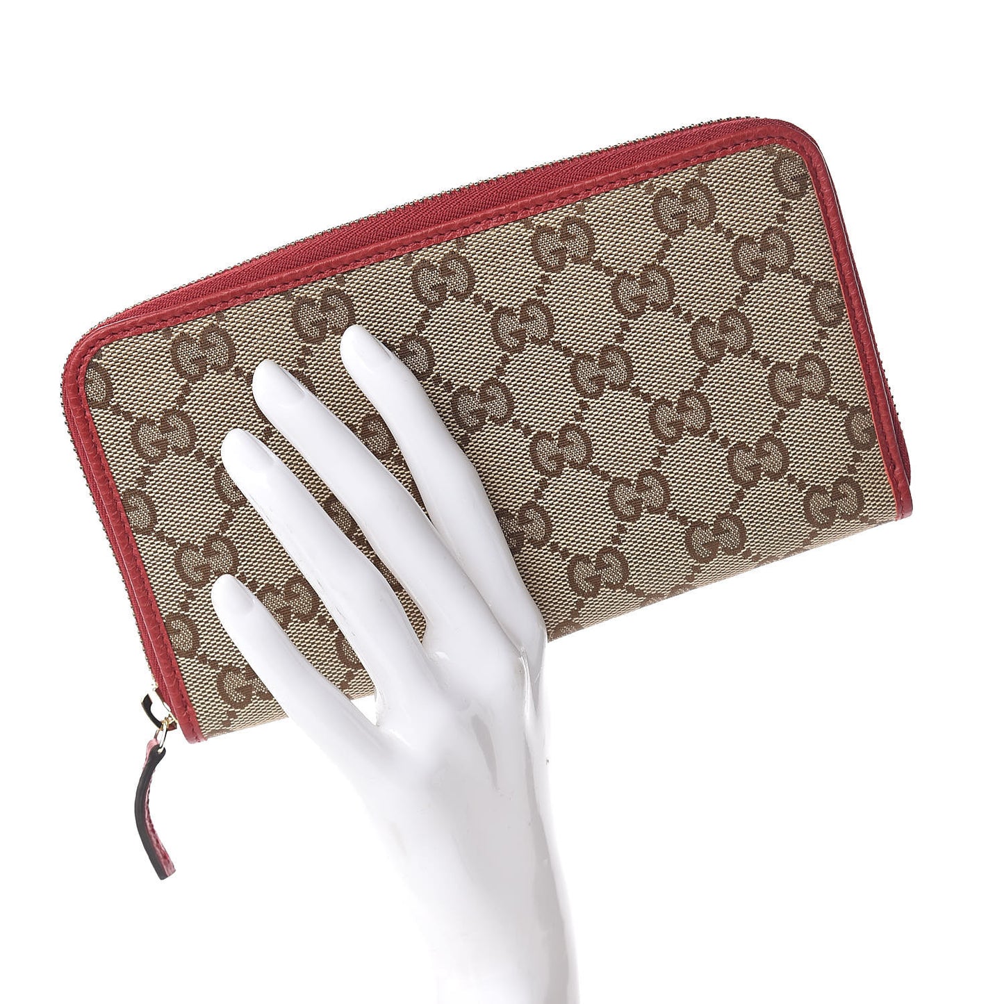 Monogram Dollar Calfskin Zip Around Wallet Beige Ebony Rosso