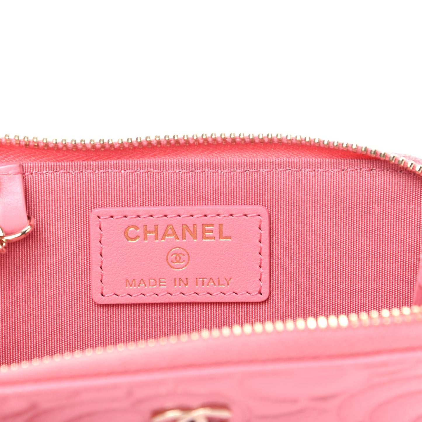 Caviar Camellia Embossed Key Holder Case Pink