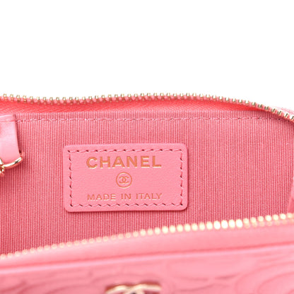 Chanel Caviar Camellia Embossed Key Holder Case Pink 6 of 8