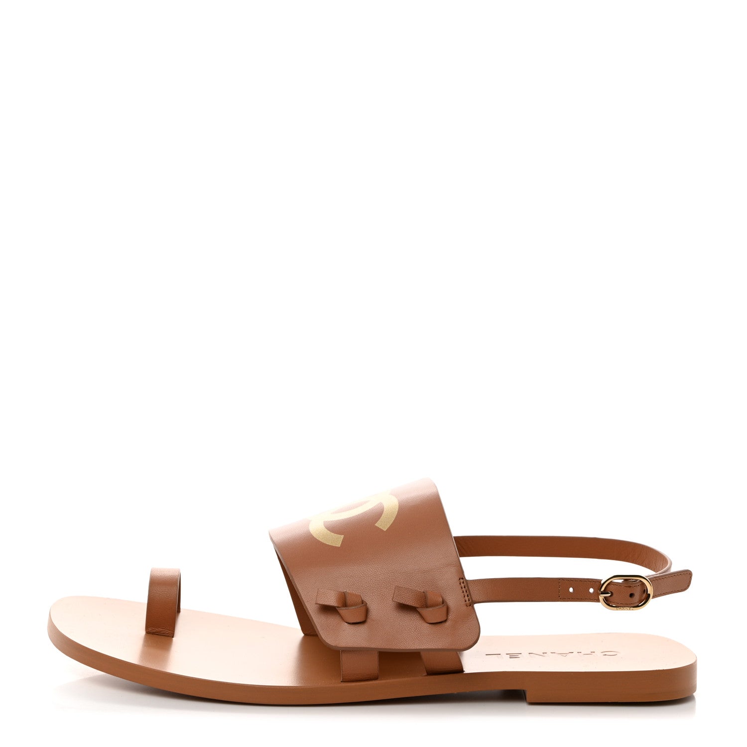 Chanel Goatskin CC Sandals 40 Brown 1 of 9
