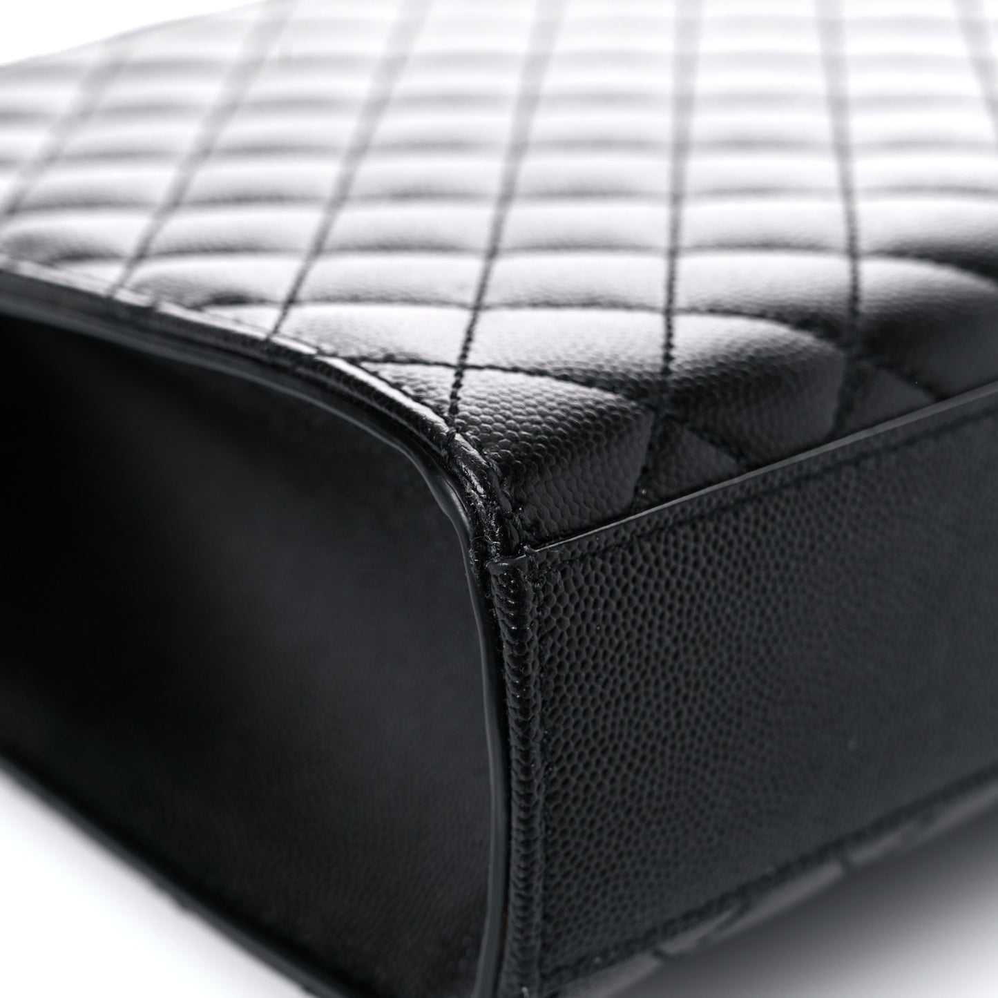 Grain De Poudre Textured Mixed Matelasse Large Triquilt Monogram Satchel Black