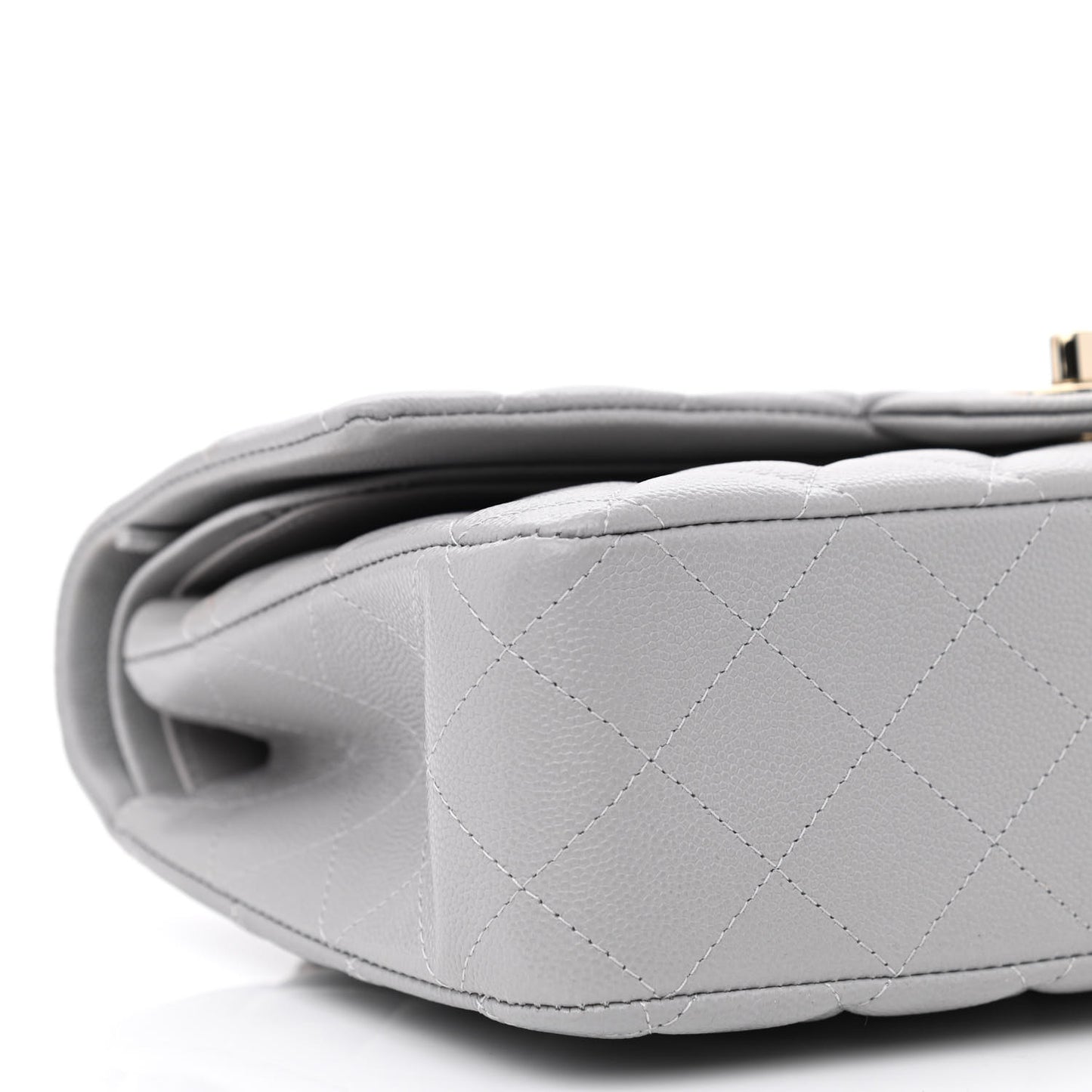 Caviar Quilted Medium Double Flap Grey