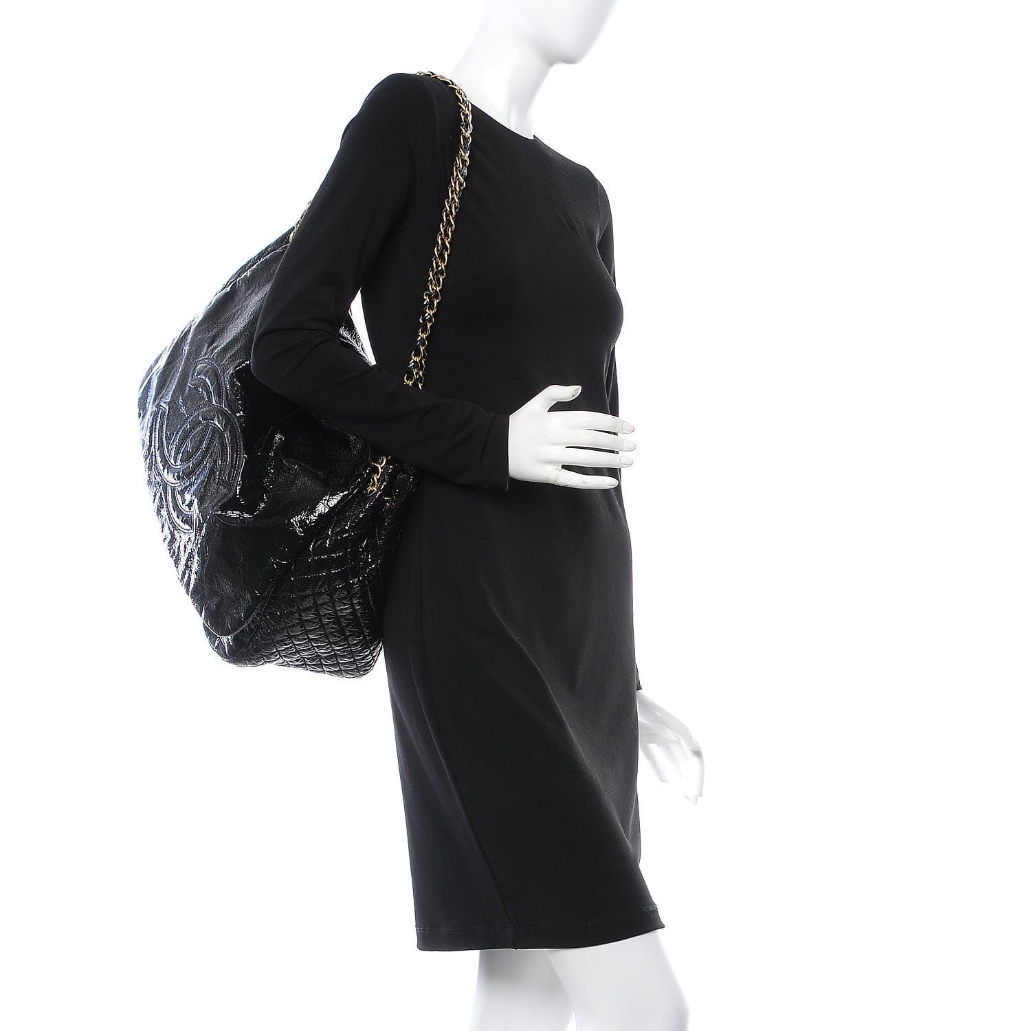 Chanel Vinyl XL Rock and Chain Flap Black 2 of 8