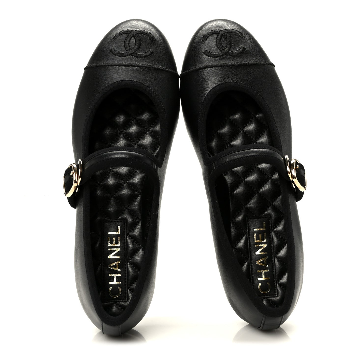 Lambskin Mary Jane Flats 37 Black