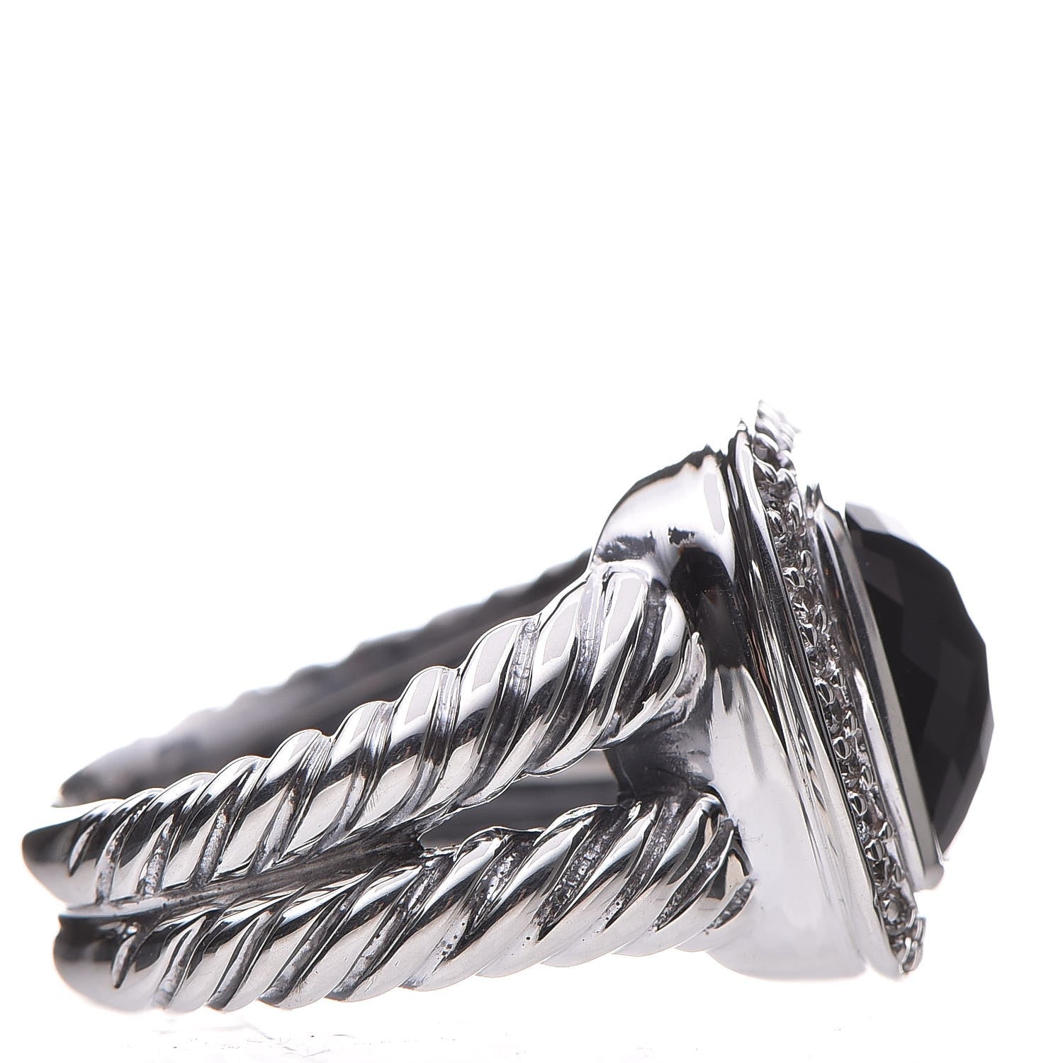 David Yurman Sterling Silver Diamond Black Onyx 11mm Albion Ring 54 7 5 of 6