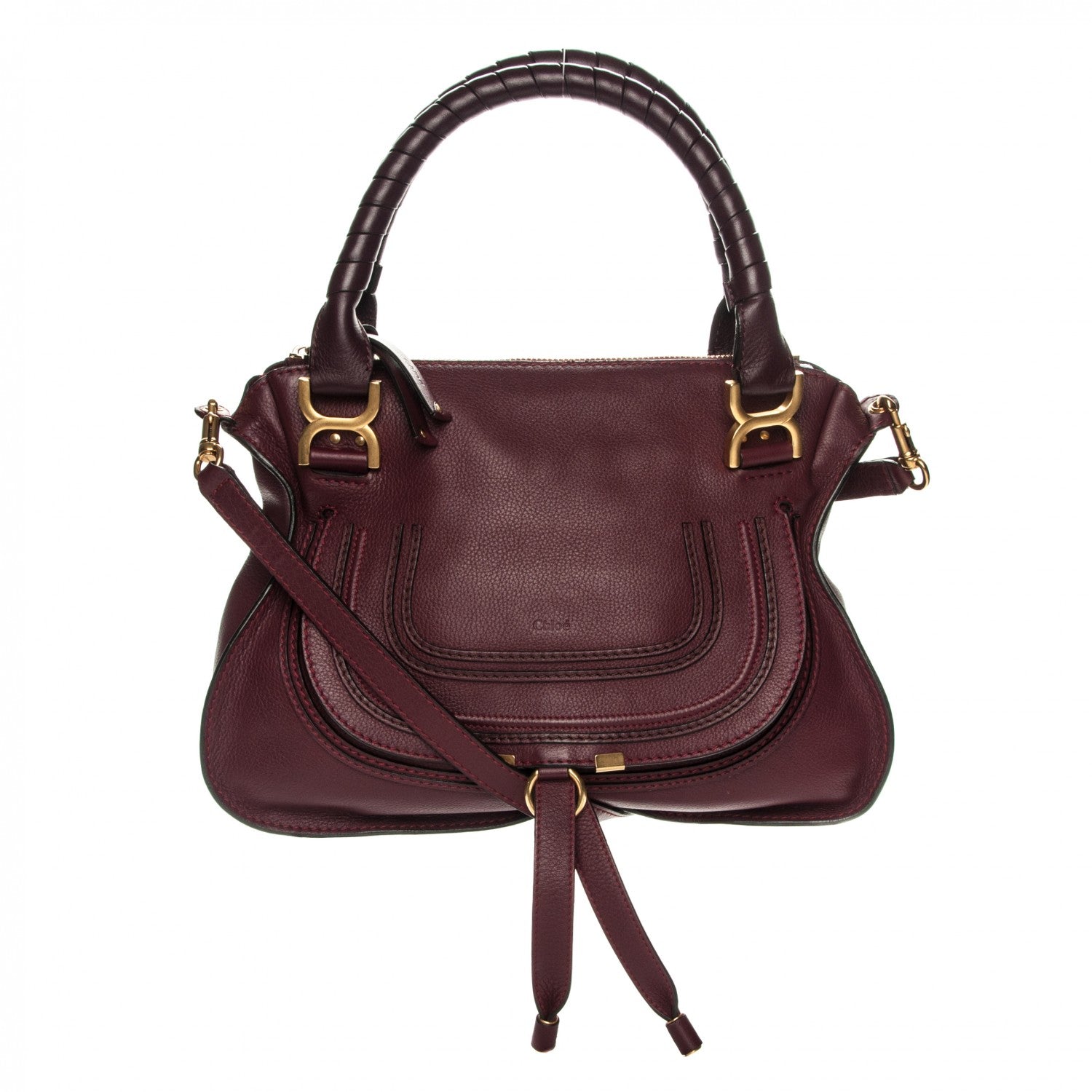 Chloe Calfskin Medium Marcie Satchel Wine Purple 1 of 9